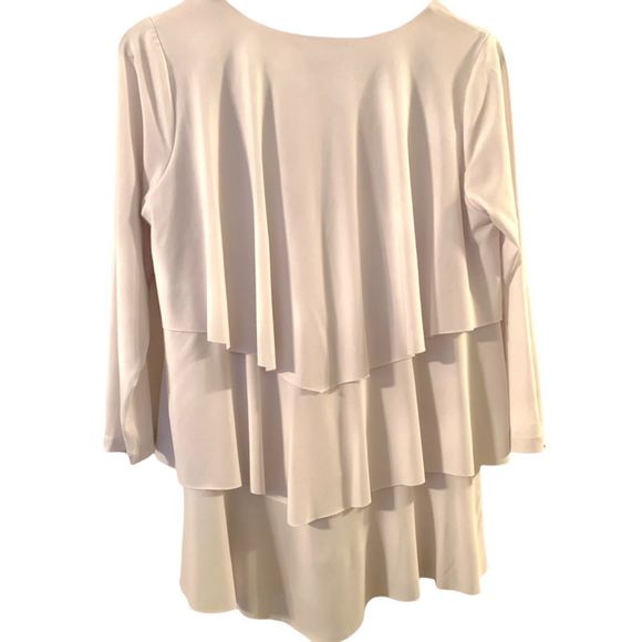 Susan Graver 3/4 Sleeved Tiered Beaded Top fits up to a M (A-009) - Picture 4 of 10